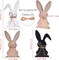 3PCs Easter Bunny Decor, Wooden Easter Bunnies Cutouts with Pompom Tail & Hemp Bow